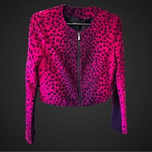 BCBG MaxAzria Pink Leopard Crop Top Jacket